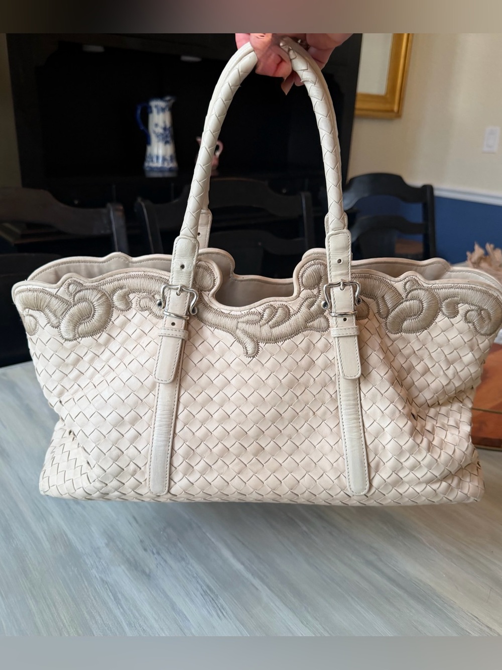 Bottega Veneta Embroidered Nappa Leather Intrecciato Tote Shoulder Bag - Picture 3 of 15